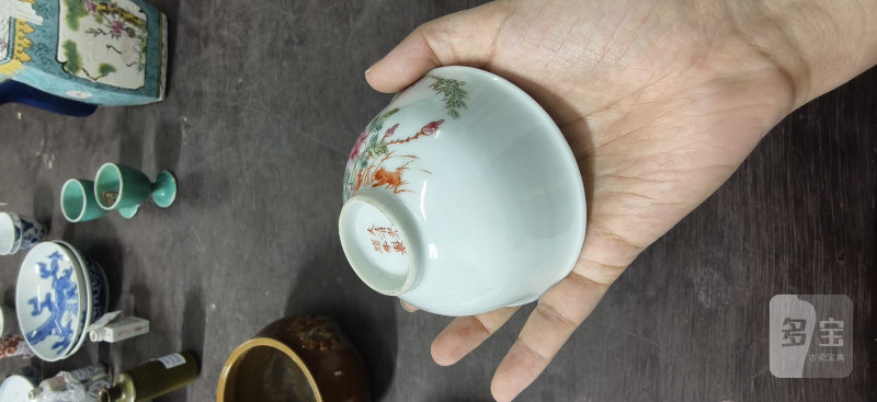 清 粉彩花卉纹杯 - 图4